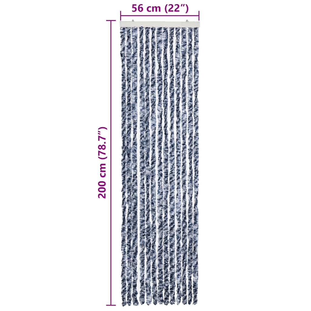 Insektenschutz-Vorhang Blau und Weiß 56x200 cm Chenille