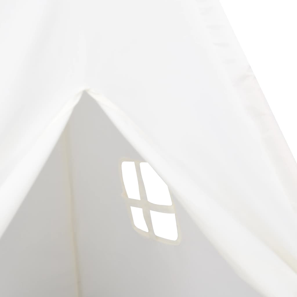 Tente Tipi Enfant avec Sac Peau de Pêche Blanc 120x120x150 cm