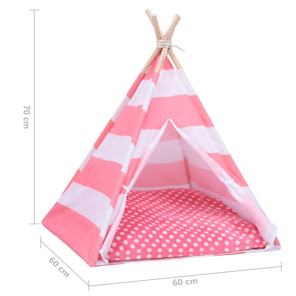 Katzen-Tipi-Zelt mit Tasche Pfirsichhaut Gestreift 60x60x70 cm