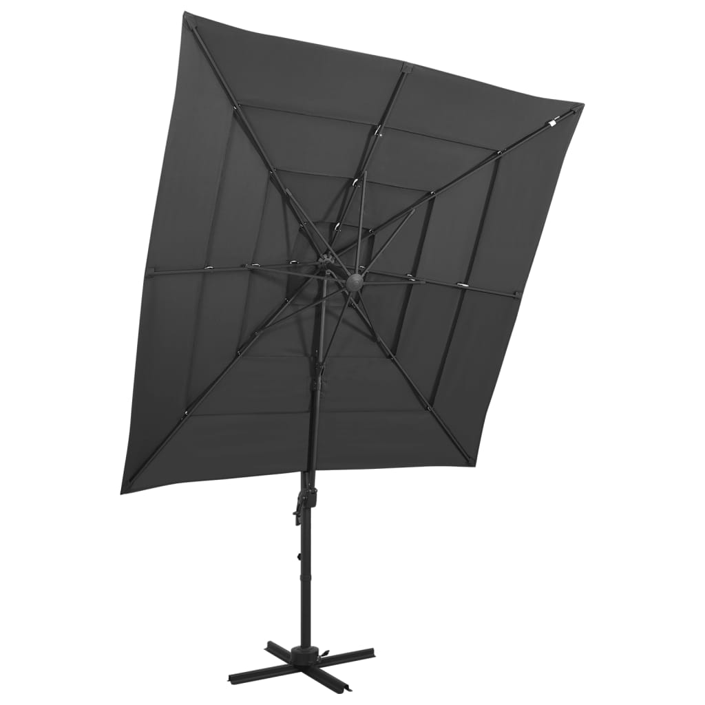 Parasol with aluminum pole 4-layer anthracite 250x250 cm
