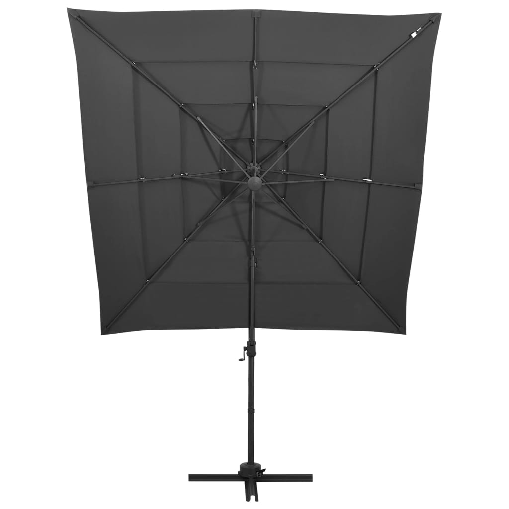 Parasol with aluminum pole 4-layer anthracite 250x250 cm