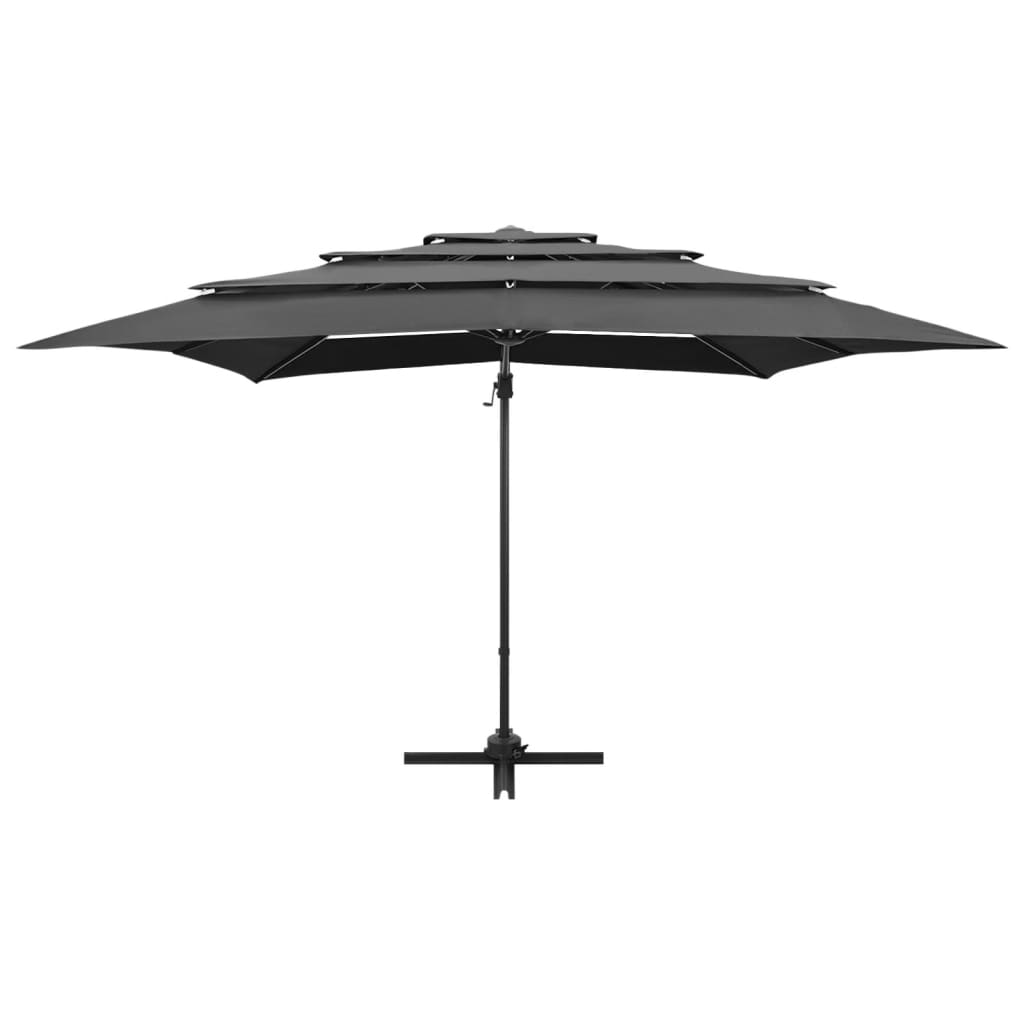 Parasol with aluminum pole 4-layer anthracite 250x250 cm