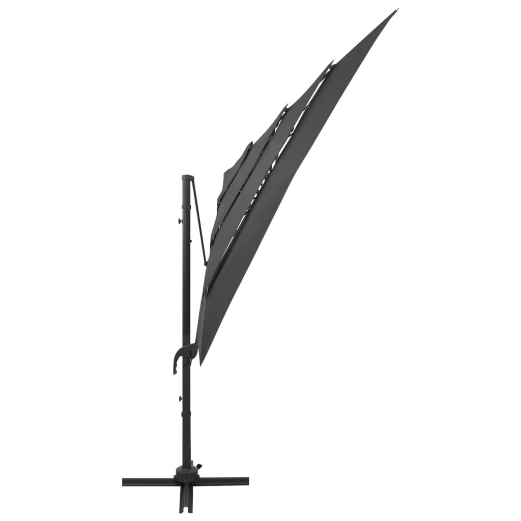 Parasol with aluminum pole 4-layer anthracite 250x250 cm