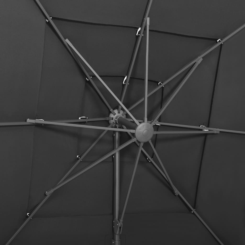 Parasol with aluminum pole 4-layer anthracite 250x250 cm
