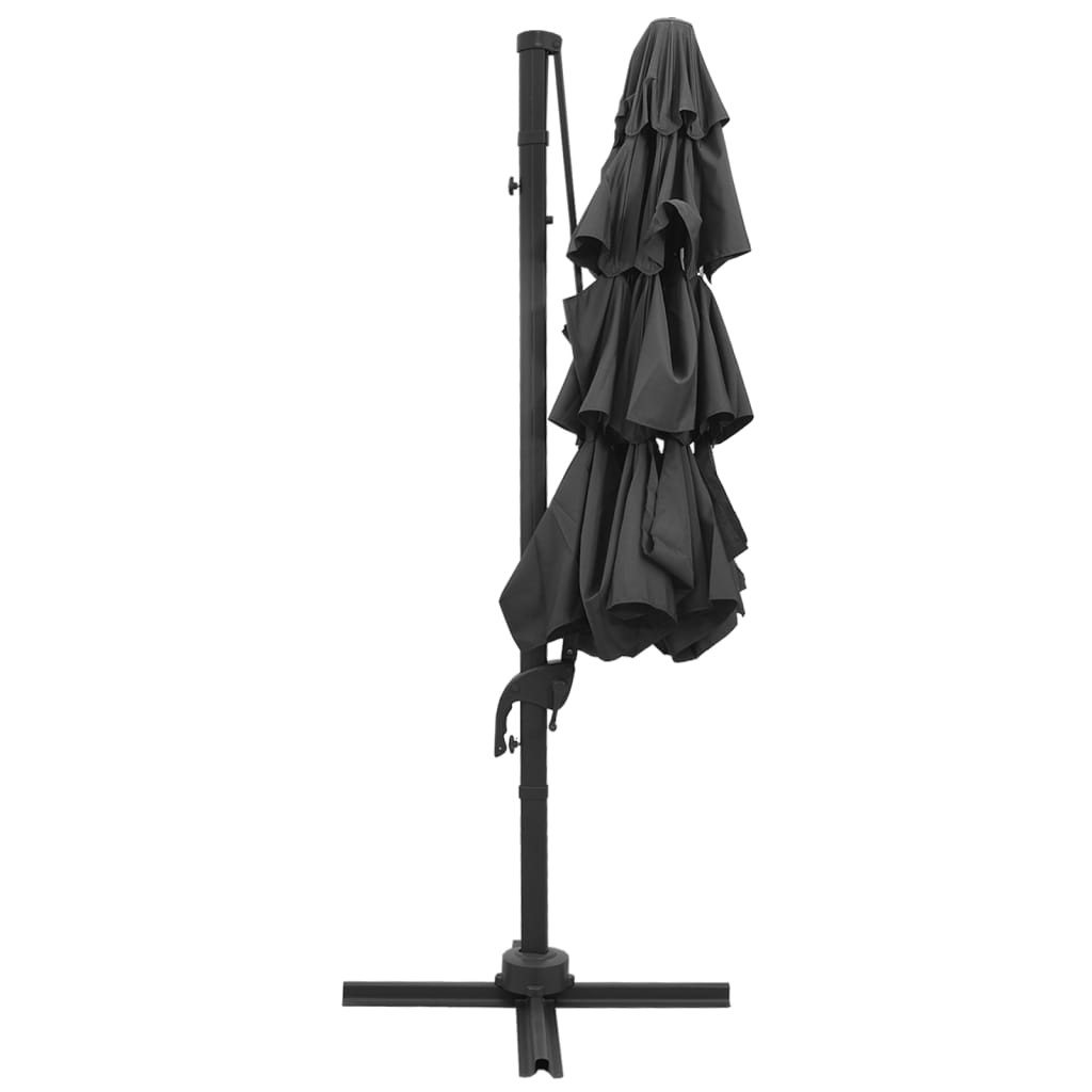 Parasol with aluminum pole 4-layer anthracite 3x3 m