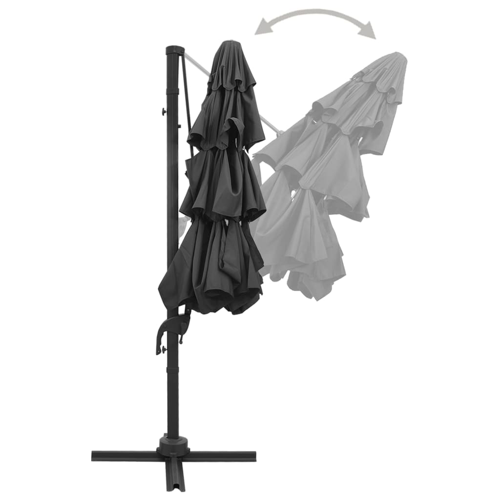 Parasol with aluminum pole 4-layer anthracite 3x3 m