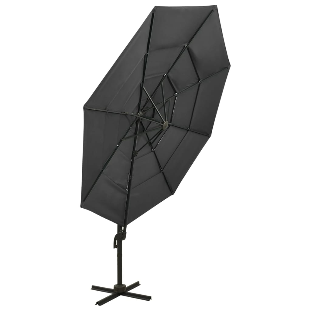 Parasol with aluminum pole 4-layer anthracite 3x3 m