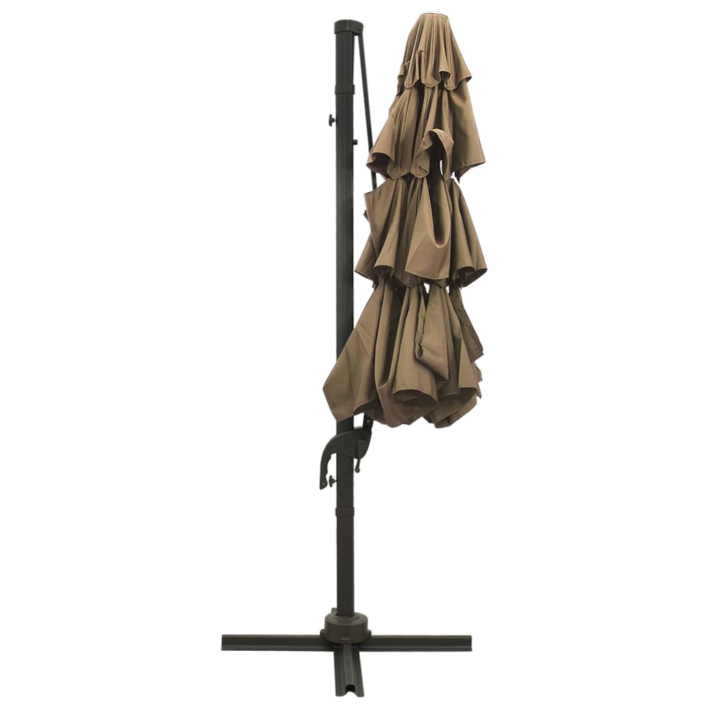Parasol with aluminum pole 4-layer taupe 3x3 m