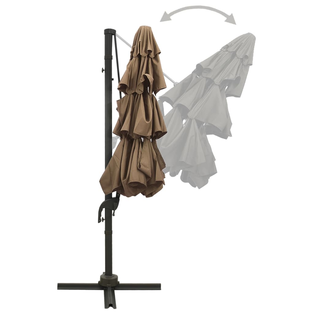 Parasol with aluminum pole 4-layer taupe 3x3 m