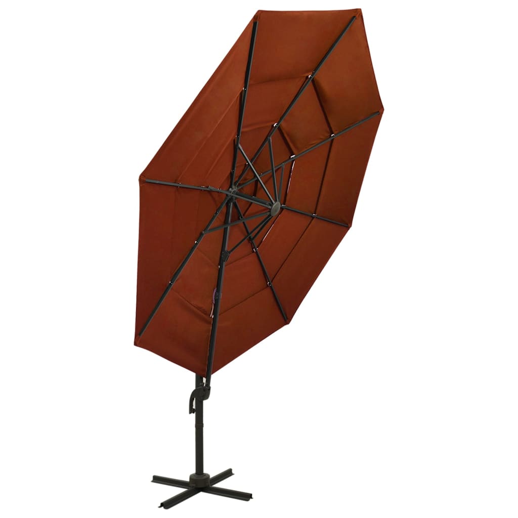 Parasol with aluminum pole 4-layer terracotta red 3x3 m
