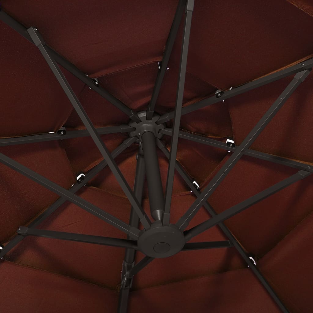 Parasol with aluminum pole 4-layer terracotta red 3x3 m