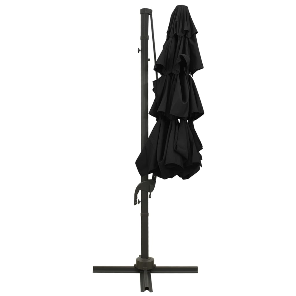 Parasol with aluminum pole 4-layer black 3x3 m
