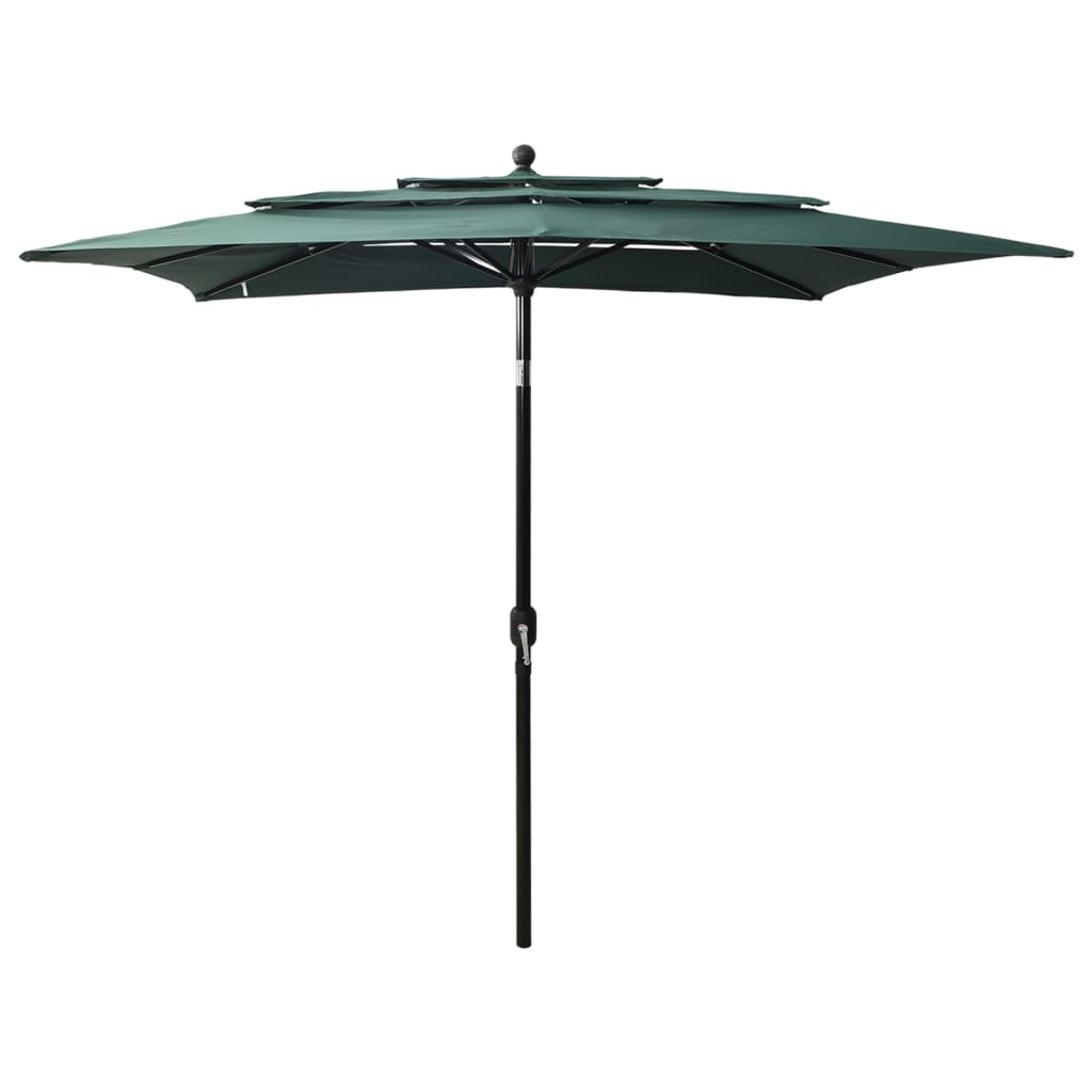 Parasol with aluminum pole 3-layer green 2.5x2.5 m