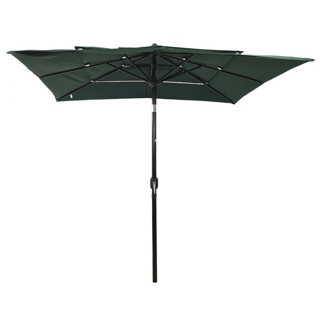 Parasol with aluminum pole 3-layer green 2.5x2.5 m