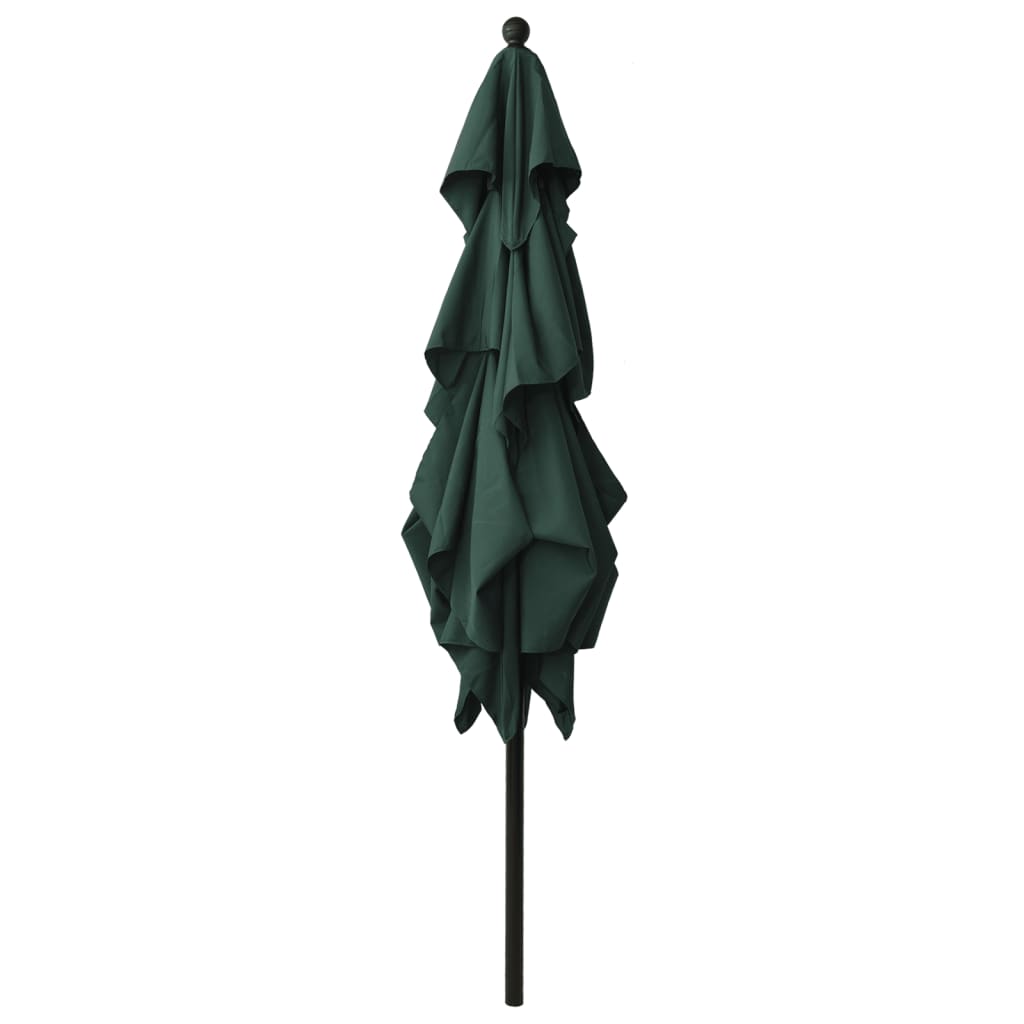 Parasol with aluminum pole 3-layer green 2.5x2.5 m