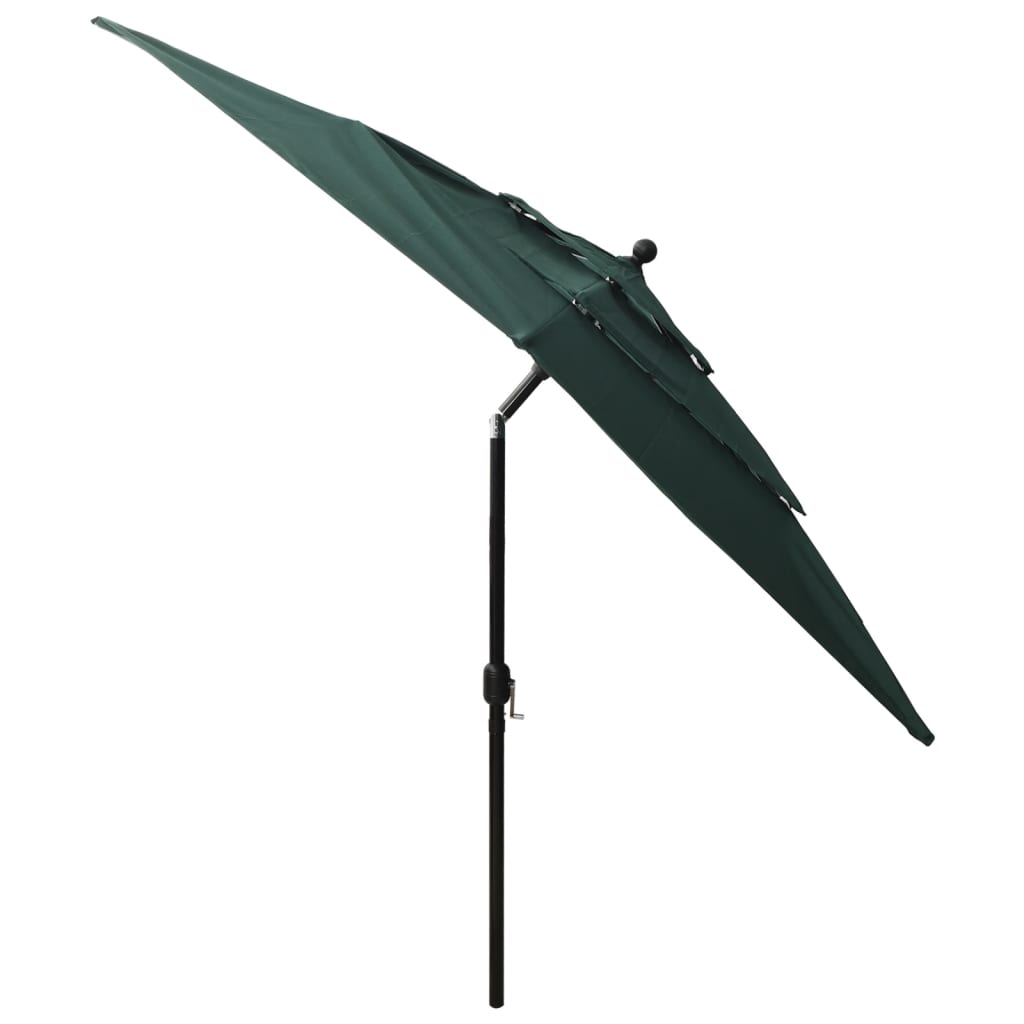 Parasol with aluminum pole 3-layer green 2.5x2.5 m