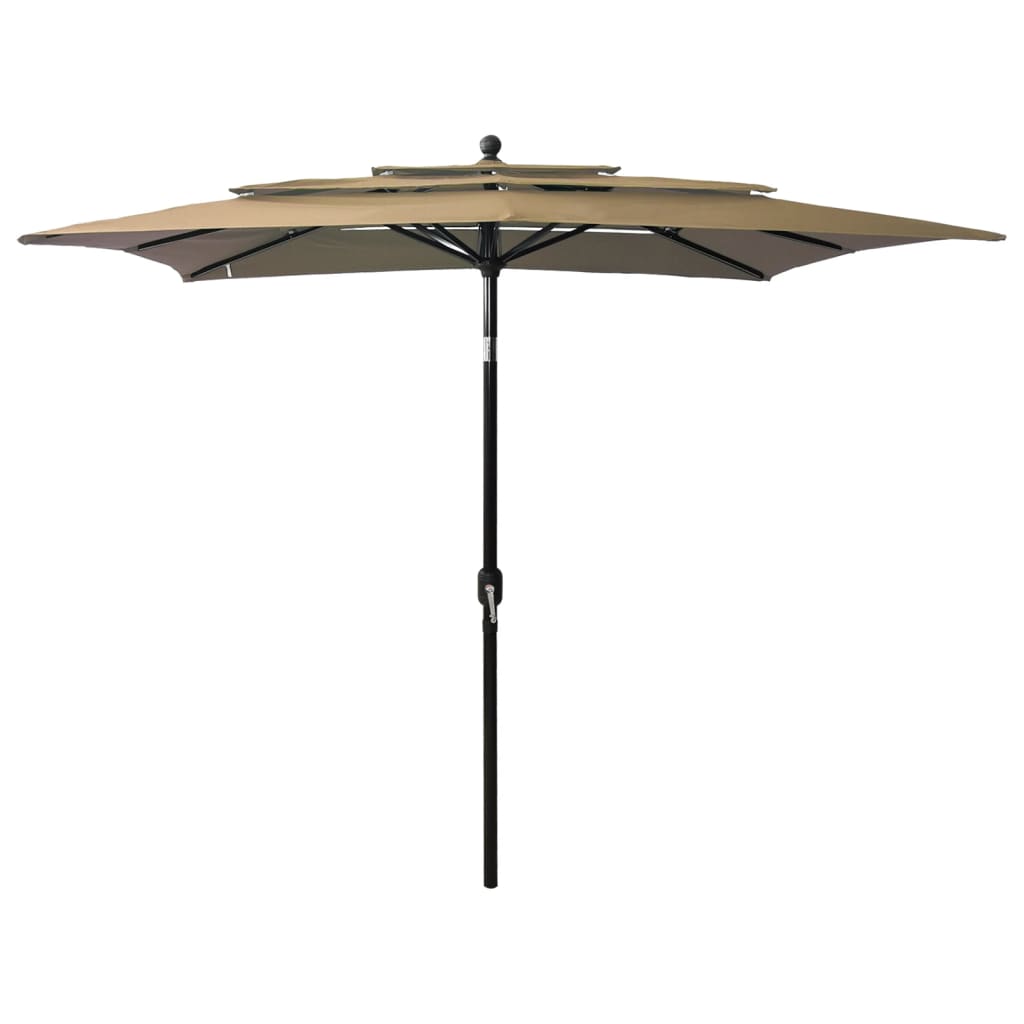 Parasol with aluminum pole 3-layer taupe 2.5x2.5 m