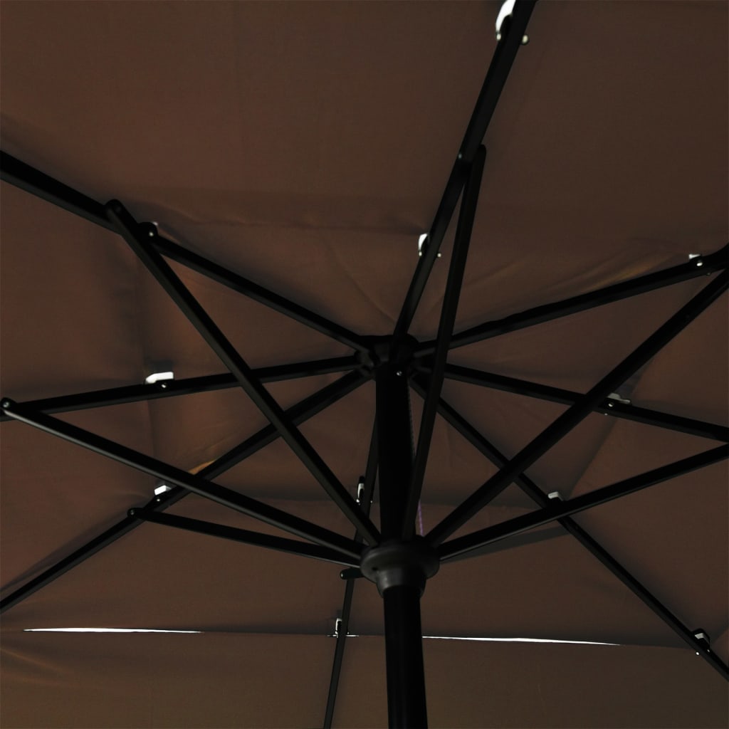 Parasol with aluminum pole 3-layer taupe 2.5x2.5 m