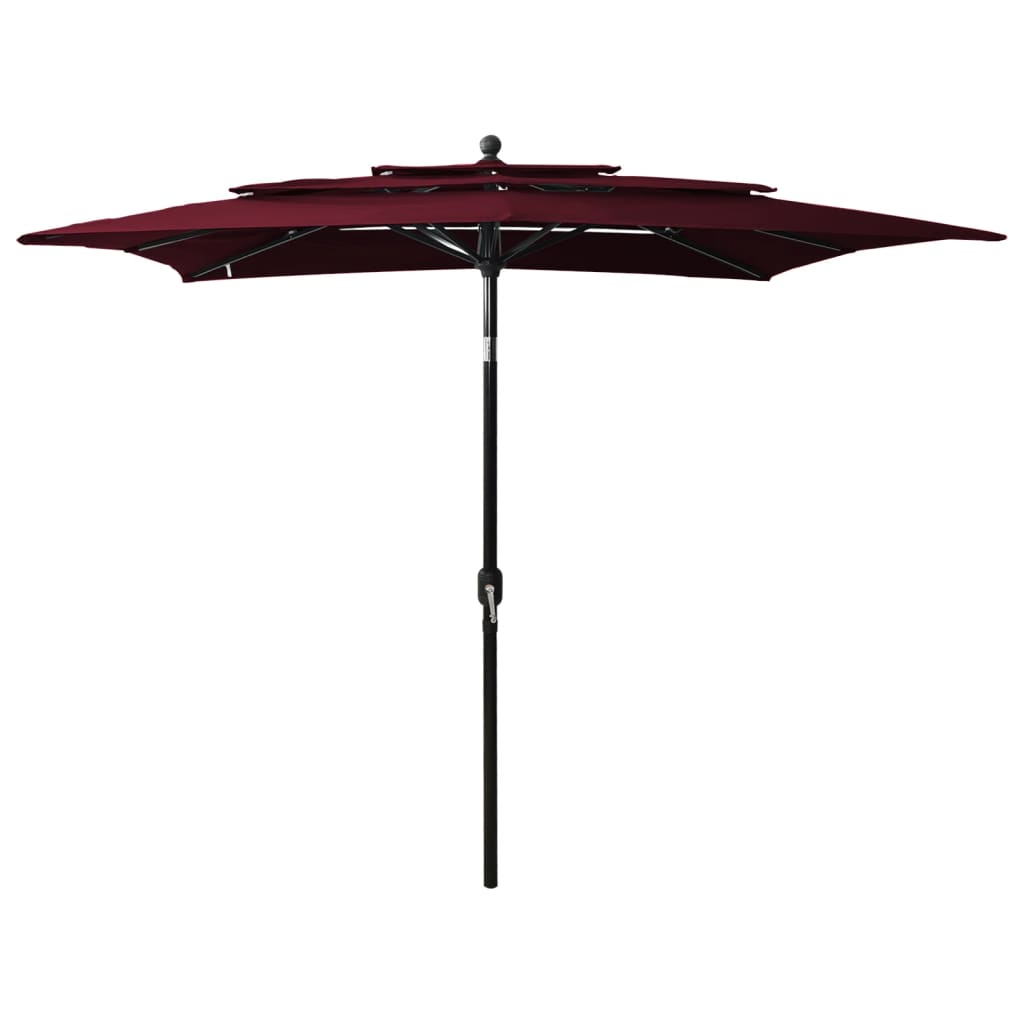Parasol with aluminum pole 3-layer Bordeaux red 2.5x2.5 m