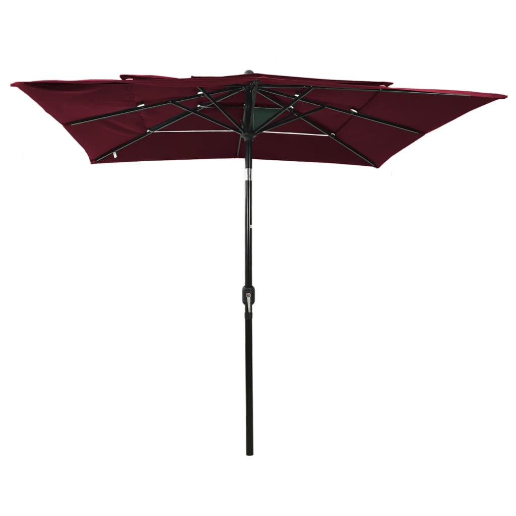 Parasol with aluminum pole 3-layer Bordeaux red 2.5x2.5 m
