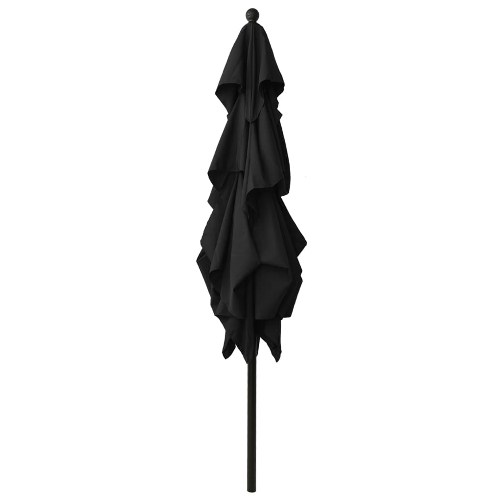 Parasol with aluminum pole 3-layer black 2.5x2.5 m