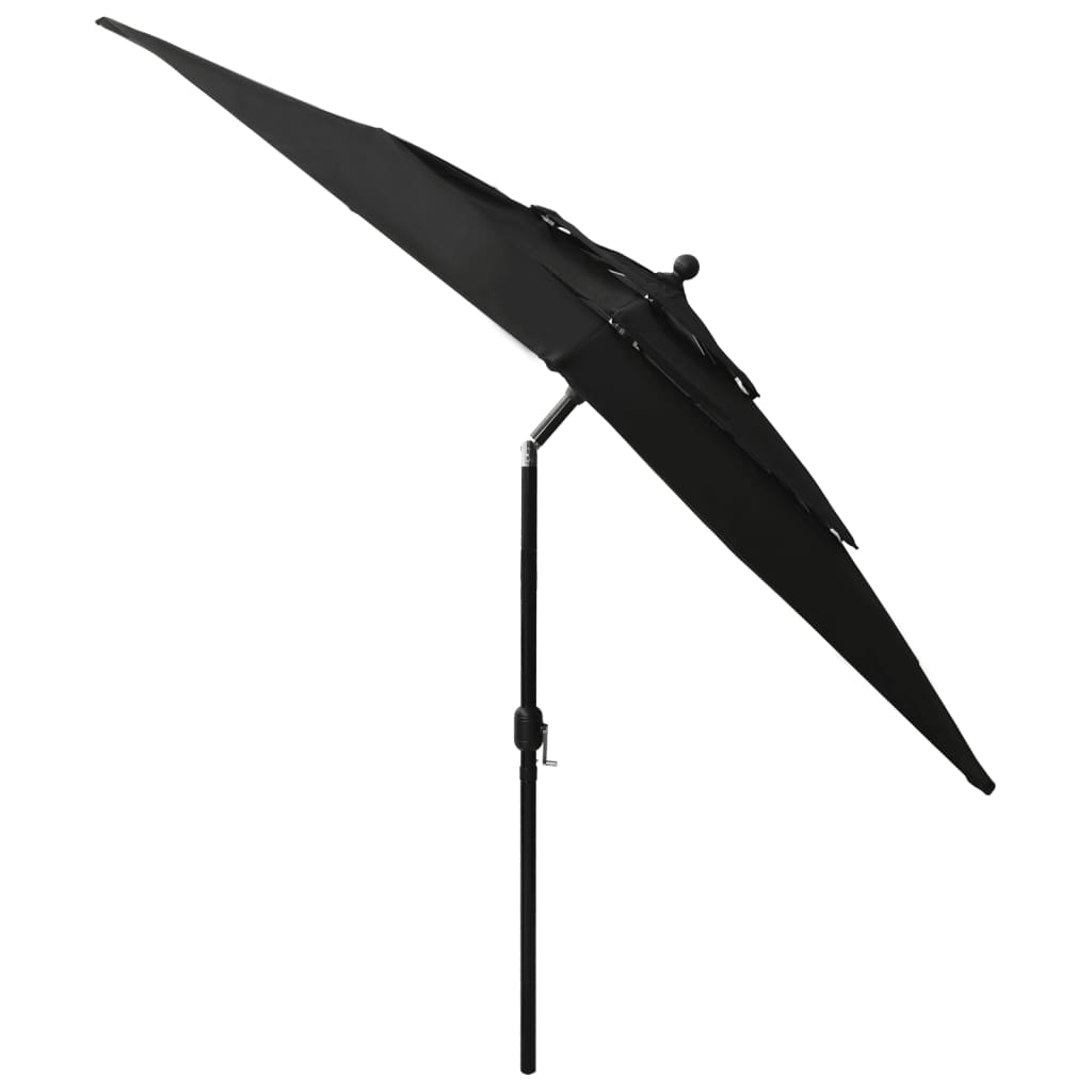 Parasol with aluminum pole 3-layer black 2.5x2.5 m