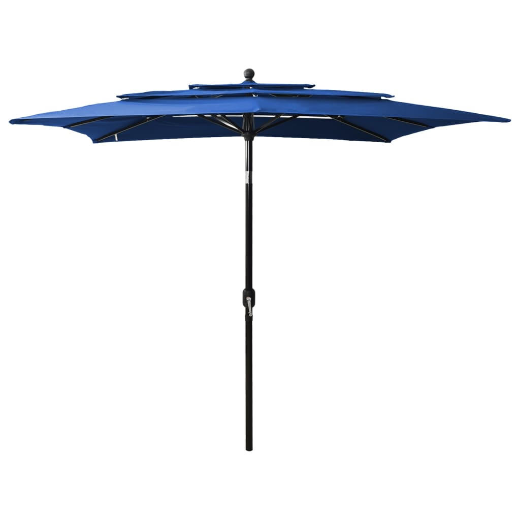 Parasol with aluminum pole 3-layer azure blue 2.5x2.5 m