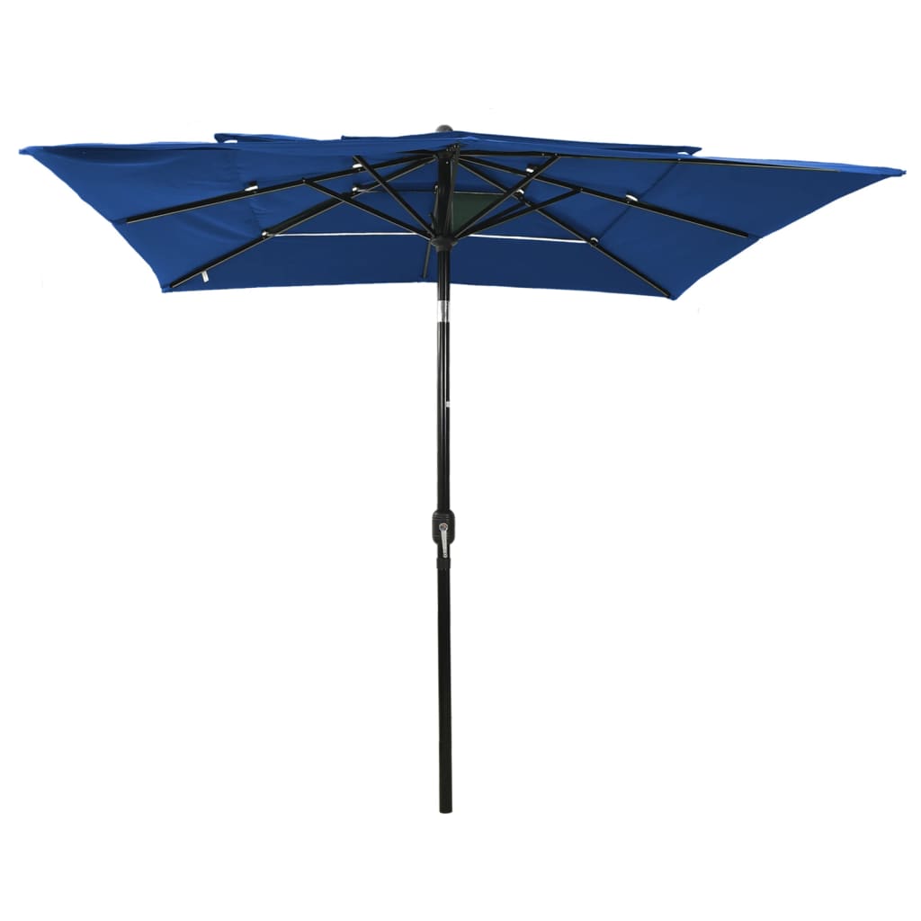 Parasol with aluminum pole 3-layer azure blue 2.5x2.5 m
