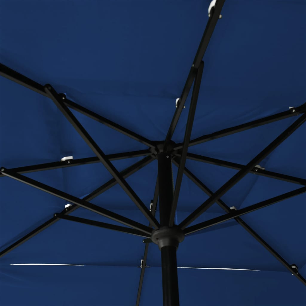 Parasol with aluminum pole 3-layer azure blue 2.5x2.5 m