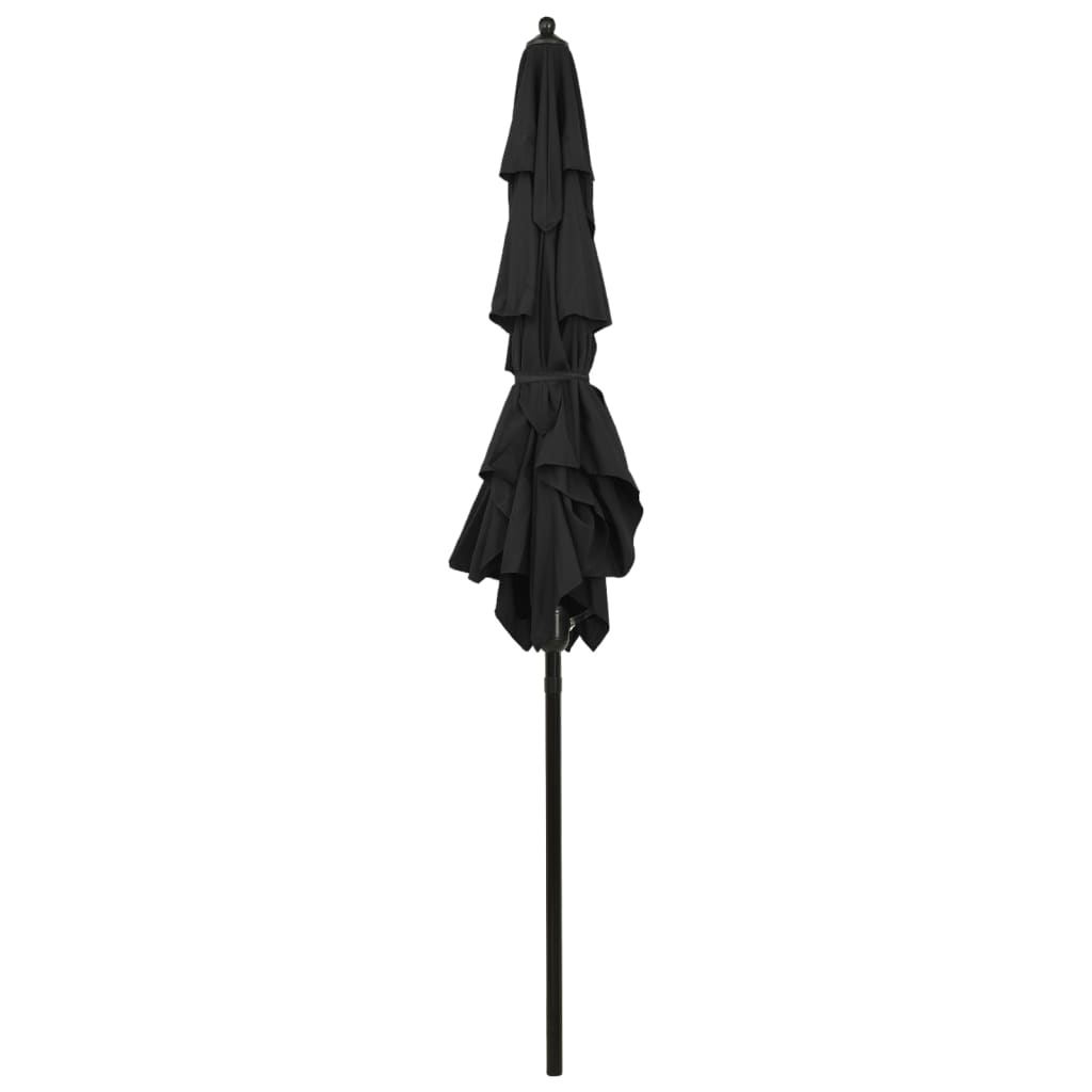 Parasol with aluminum pole 3-layer black 2x2 m