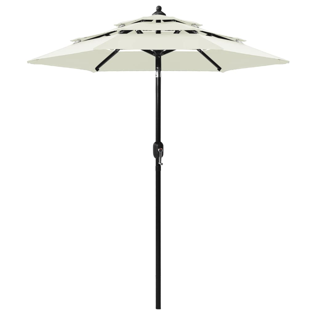 Parasol with aluminum pole 3-layer sand color 2 m