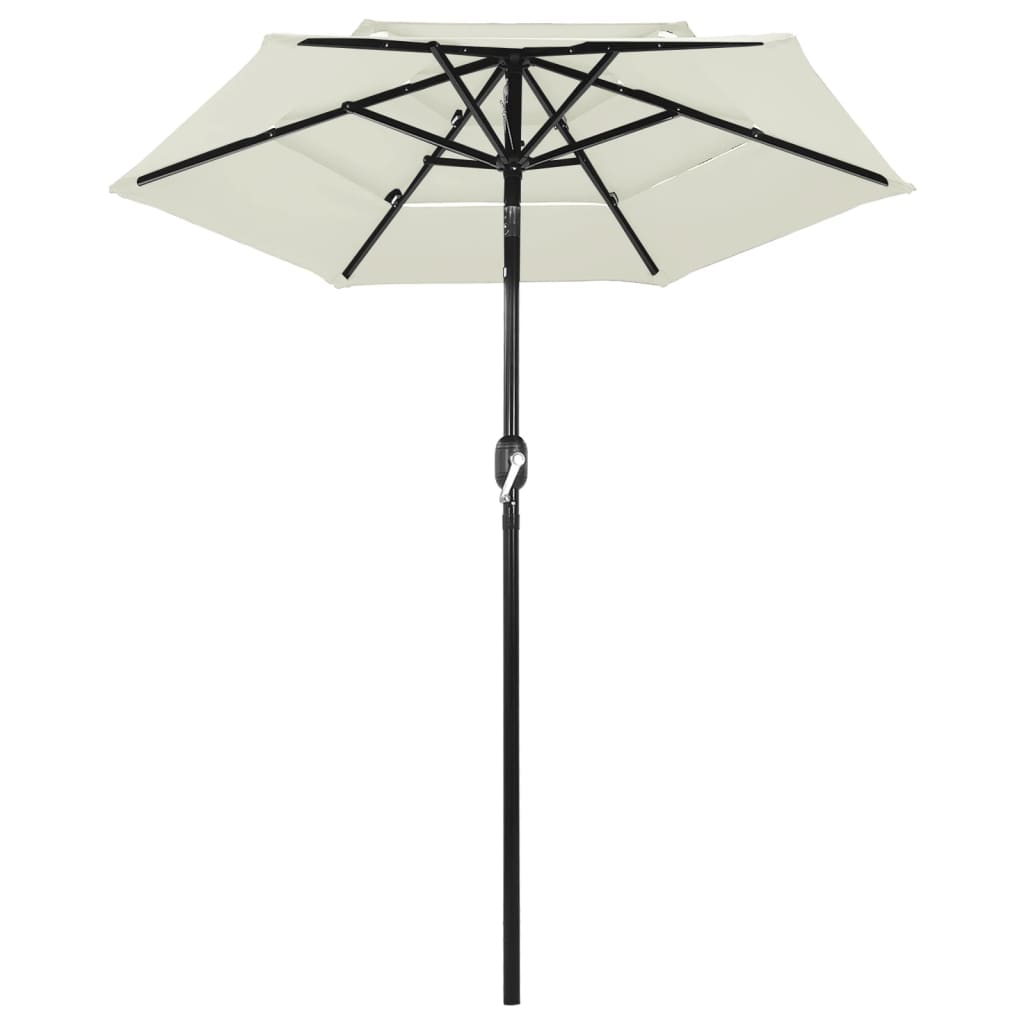 Parasol with aluminum pole 3-layer sand color 2 m
