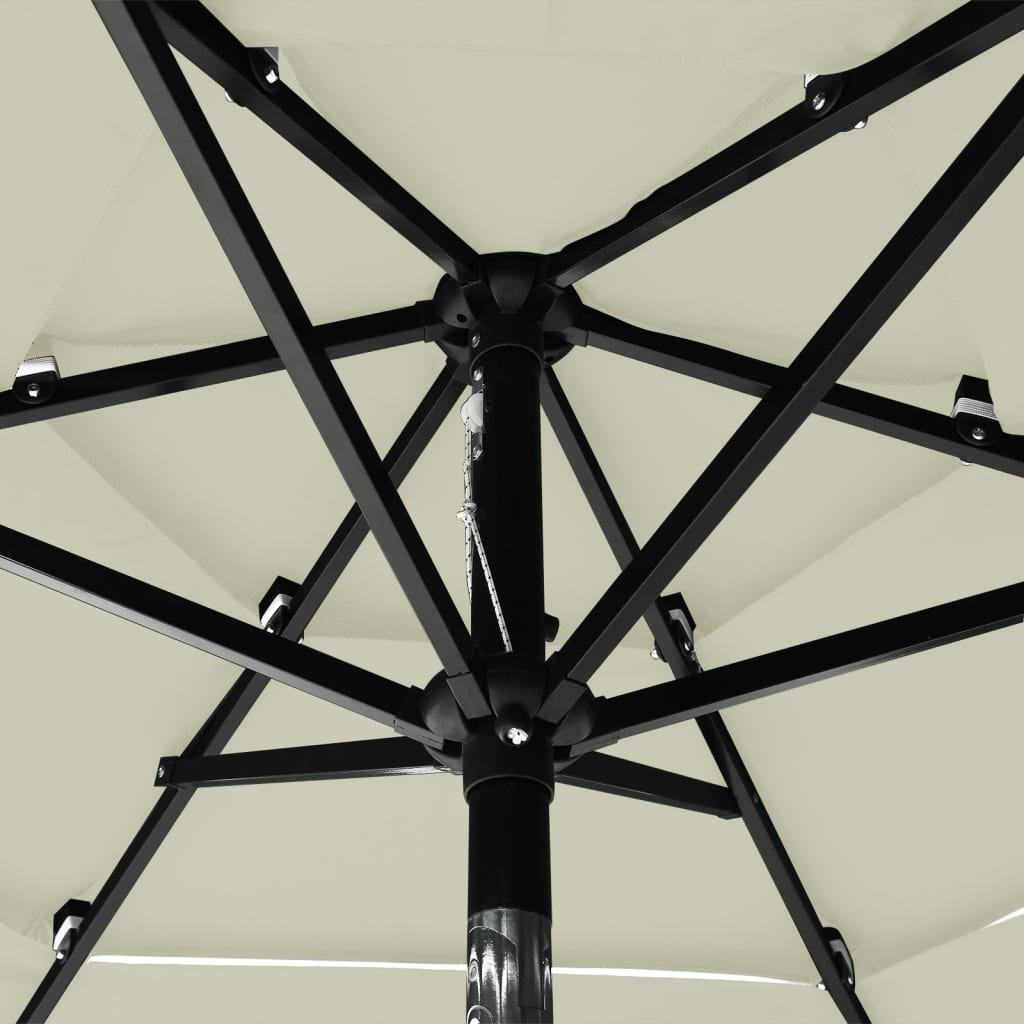 Parasol with aluminum pole 3-layer sand color 2 m