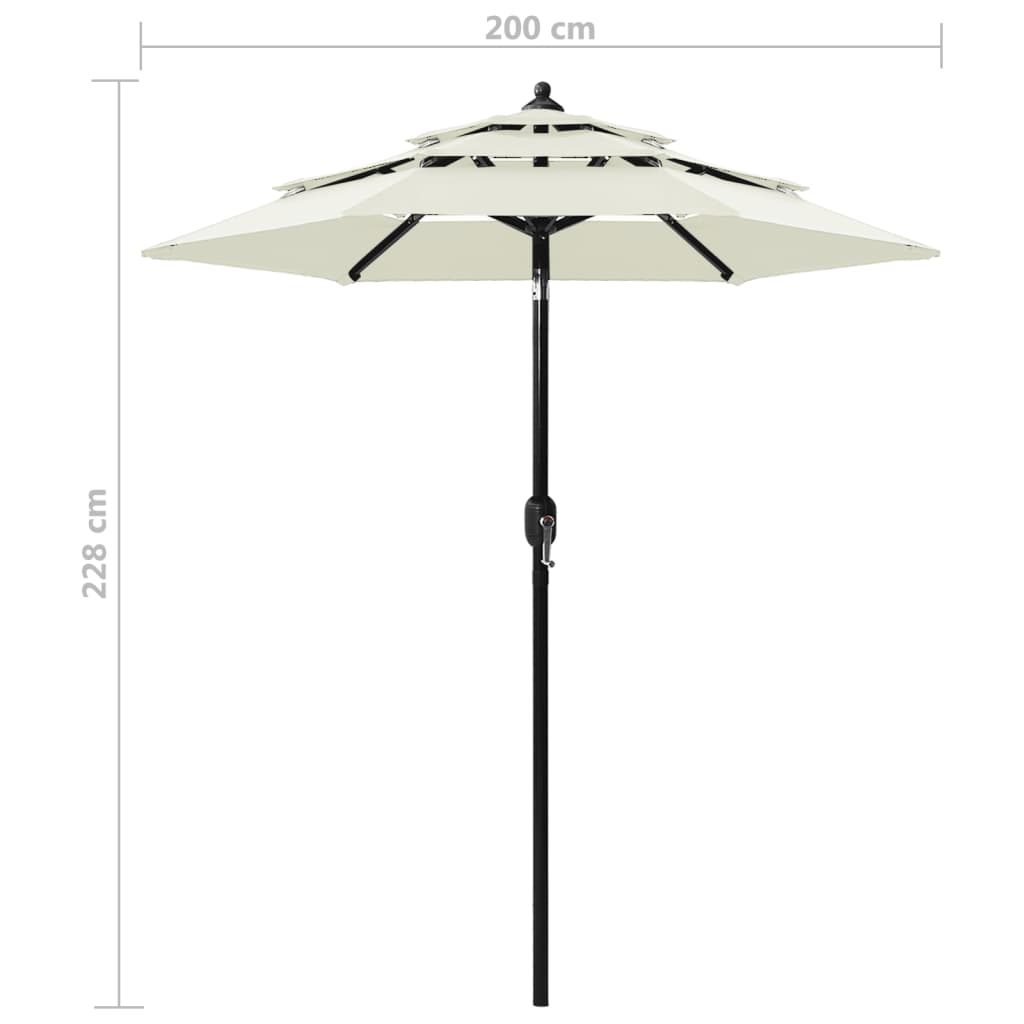 Parasol with aluminum pole 3-layer sand color 2 m