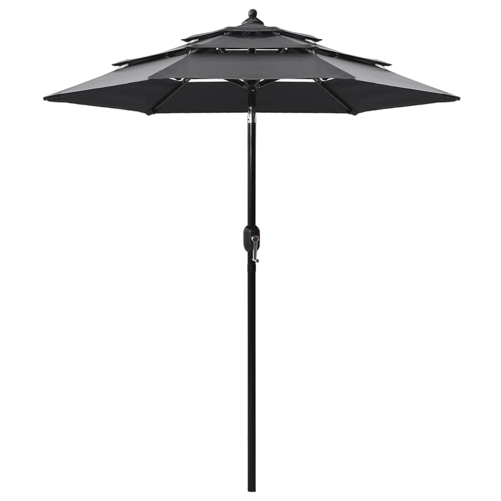 Parasol with aluminum pole 3-layer anthracite 2 m