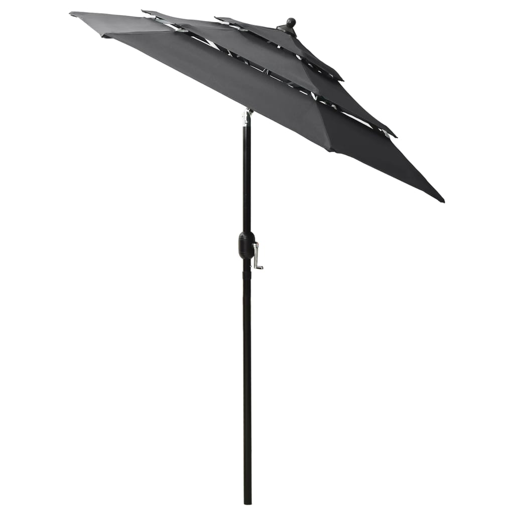 Parasol with aluminum pole 3-layer anthracite 2 m