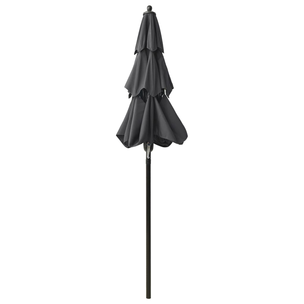 Parasol with aluminum pole 3-layer anthracite 2 m