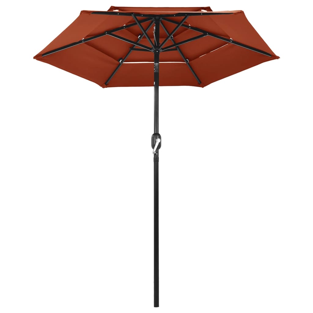 Sonnenschirm mit Aluminium-Mast 3-lagig Terrakottarot 2 m