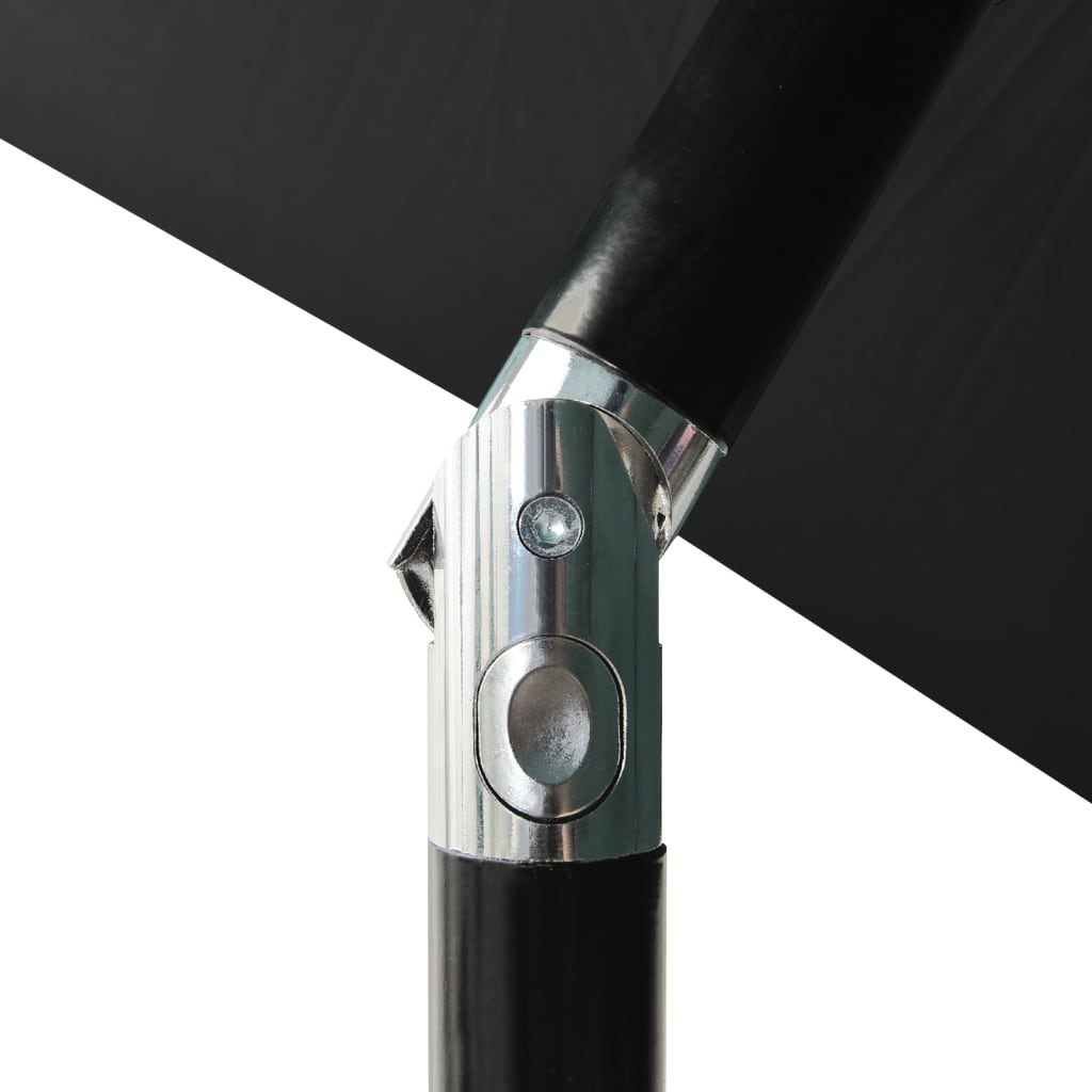 Parasol with aluminum pole 3-layer black 2 m