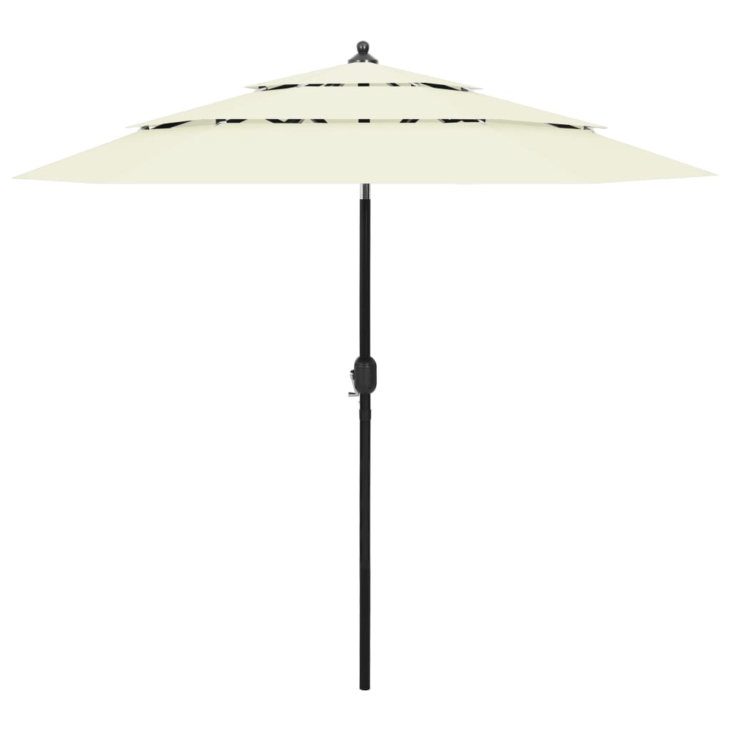 Parasol with aluminum pole 3-layer sand color 2.5 m