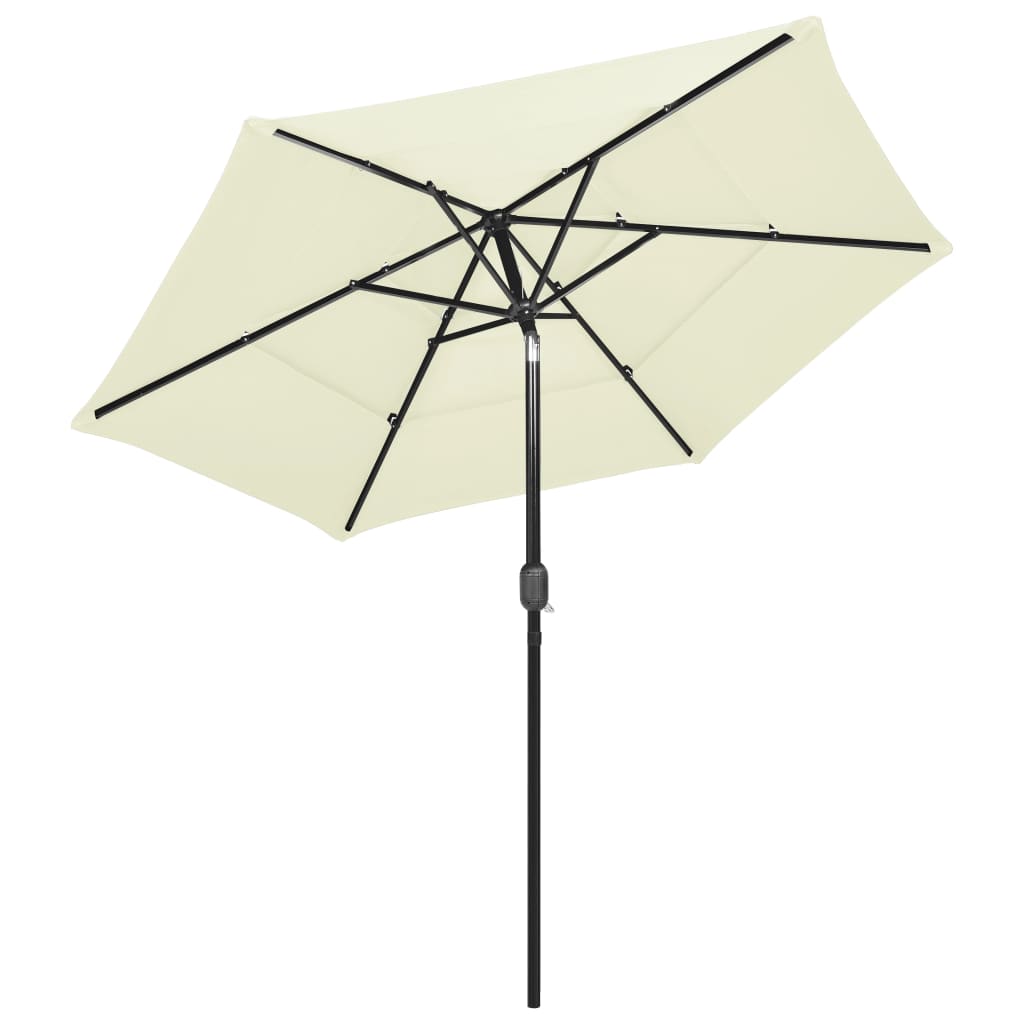 Parasol with aluminum pole 3-layer sand color 2.5 m
