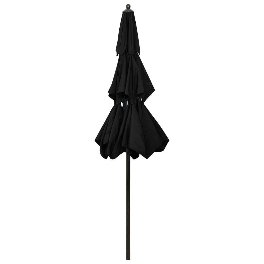 Parasol with aluminum pole 3-layer black 2.5 m
