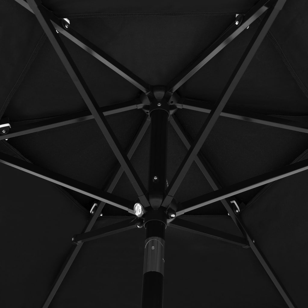 Parasol with aluminum pole 3-layer black 2.5 m