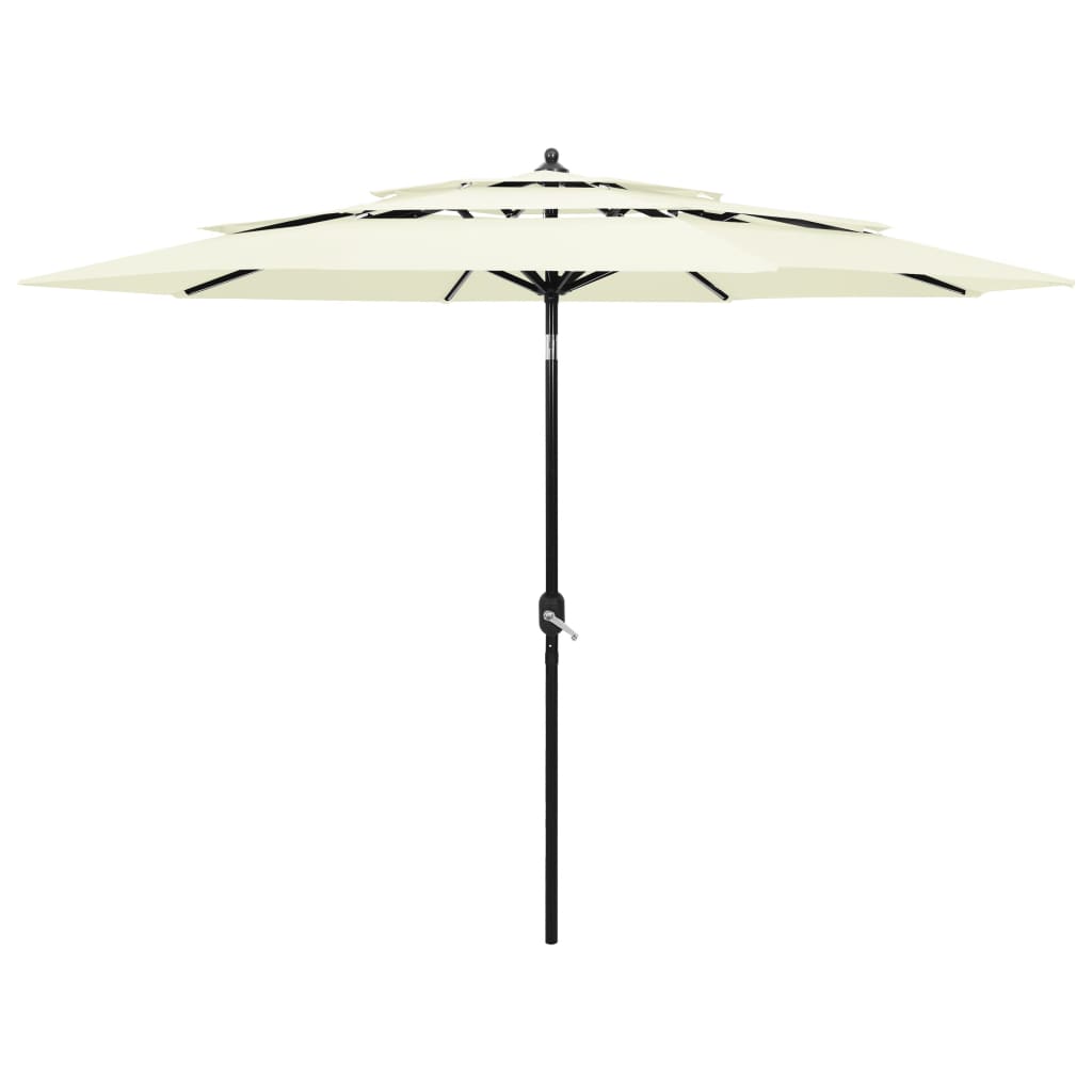 Parasol with aluminum pole 3-layer sand color 3 m