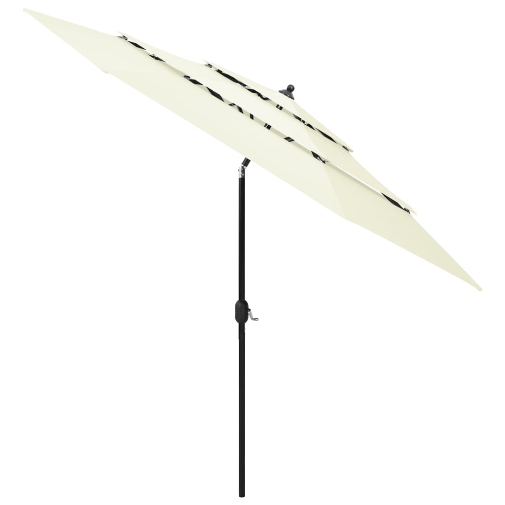 Parasol with aluminum pole 3-layer sand color 3 m
