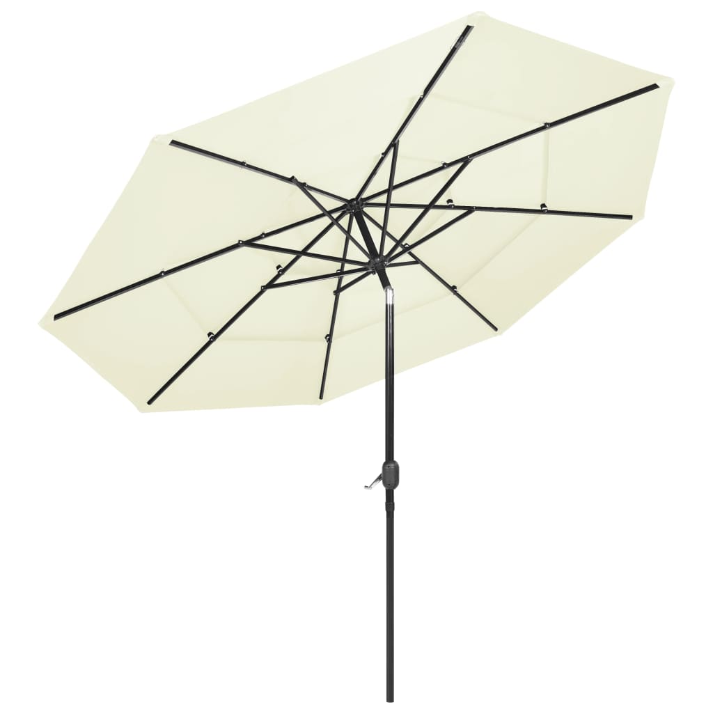 Parasol with aluminum pole 3-layer sand color 3 m