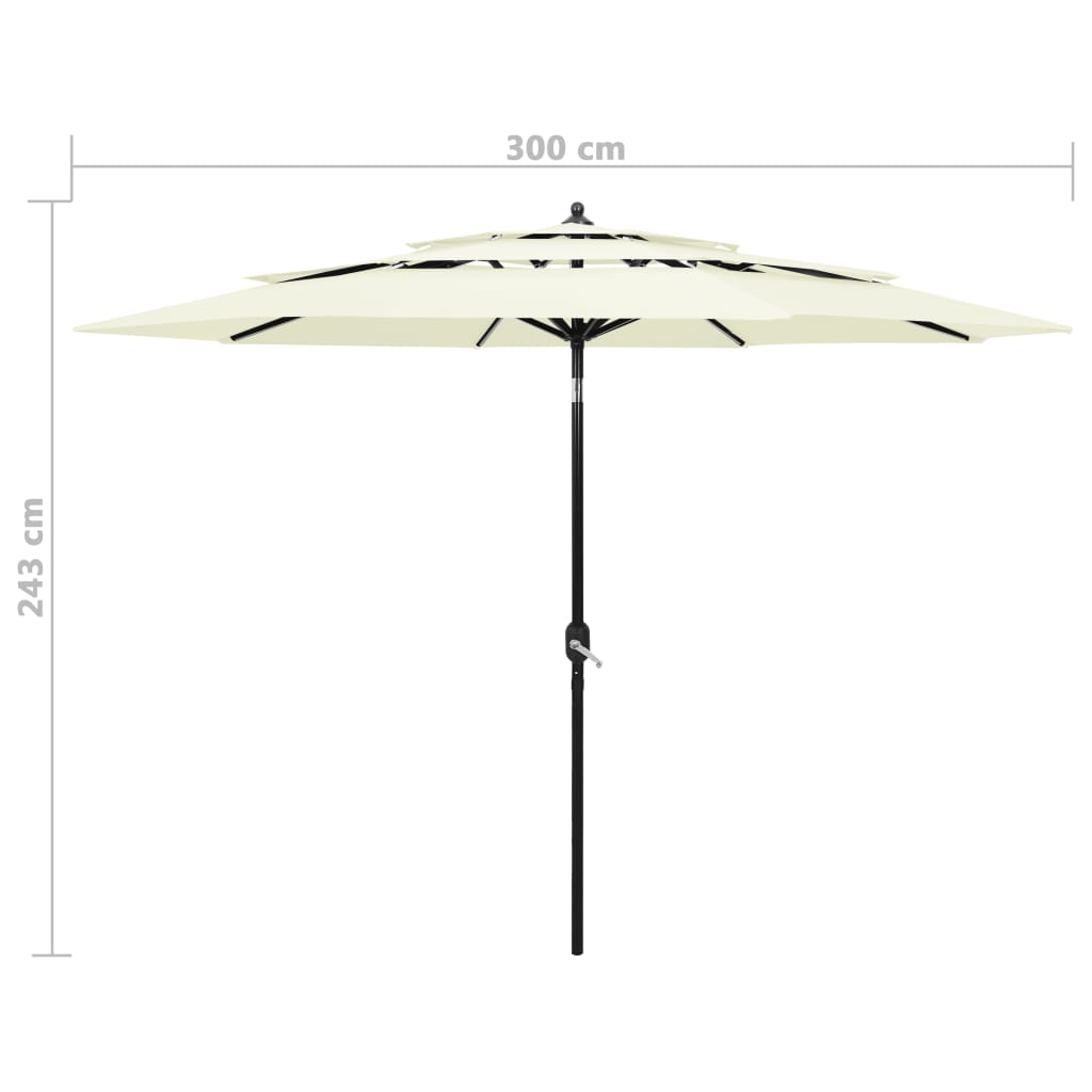 Parasol with aluminum pole 3-layer sand color 3 m