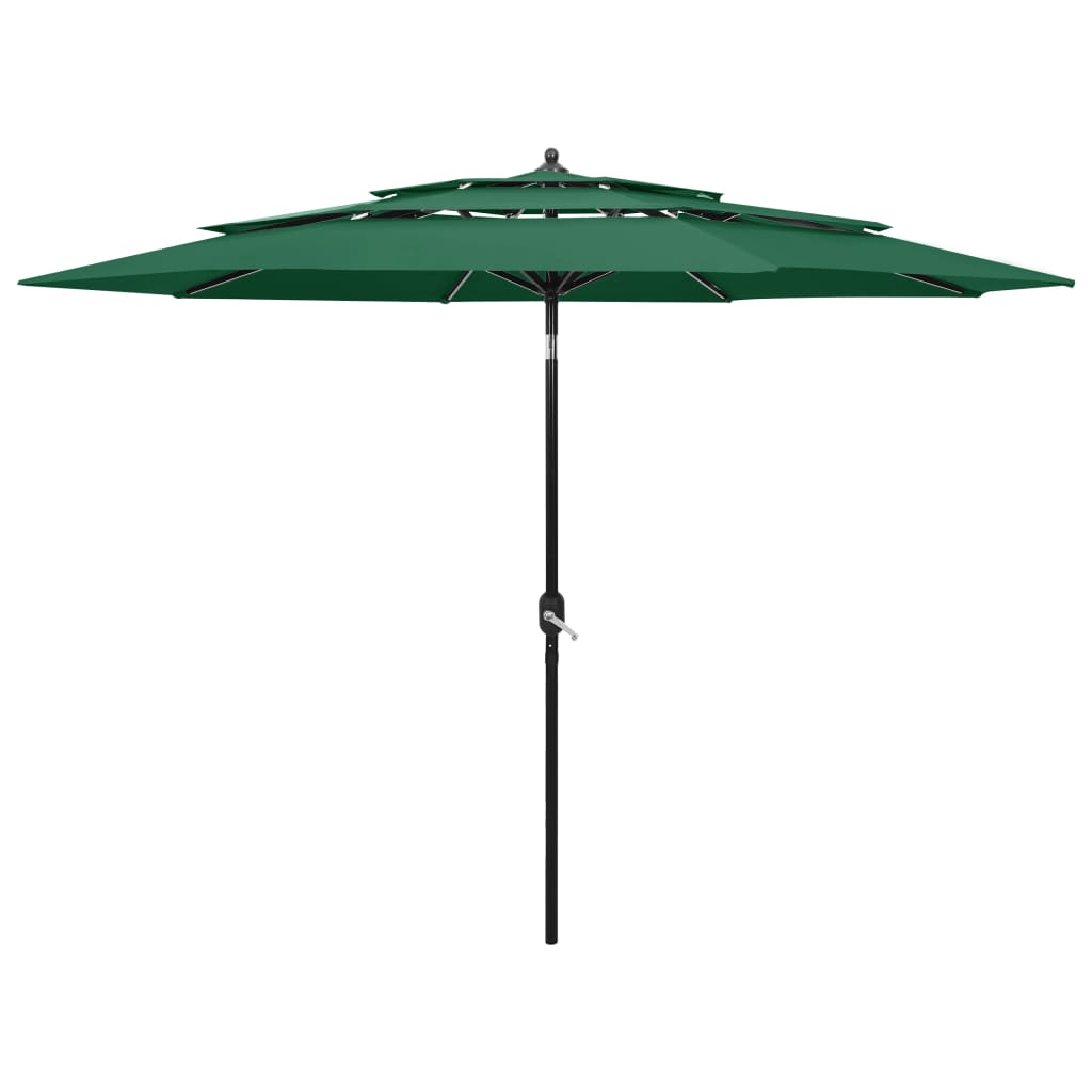 Parasol with aluminum pole 3-layer green 3 m