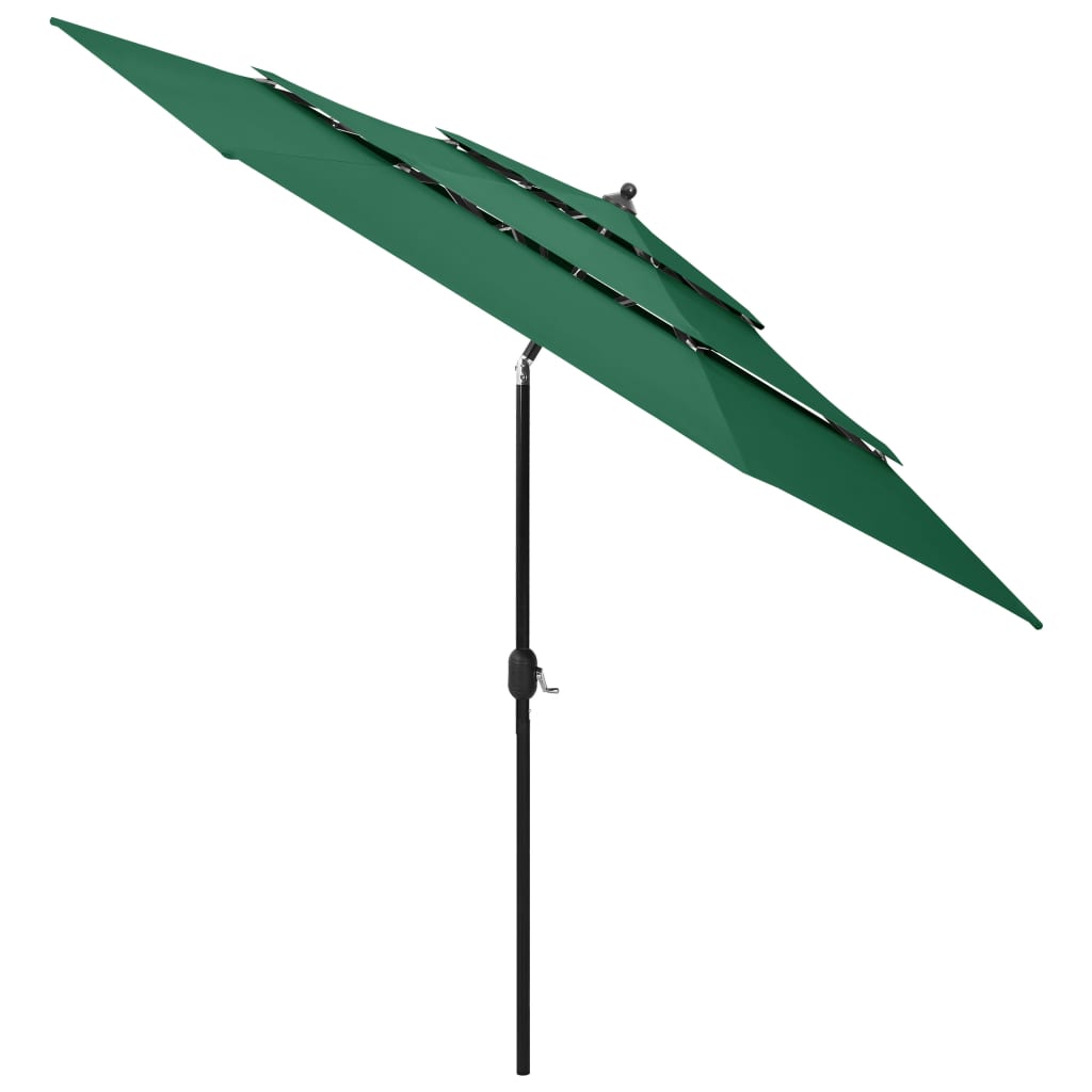 Parasol with aluminum pole 3-layer green 3 m