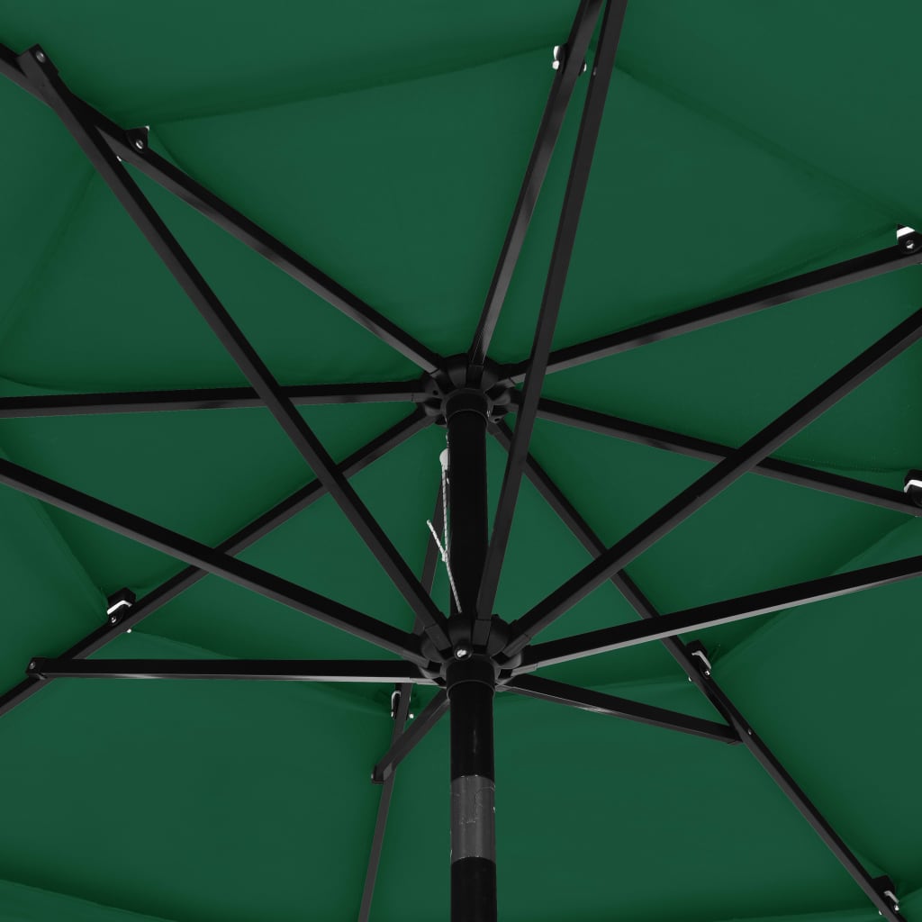 Parasol with aluminum pole 3-layer green 3 m
